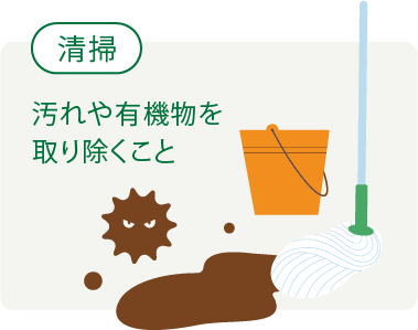 清掃 汚れや有機物を取り除くこと