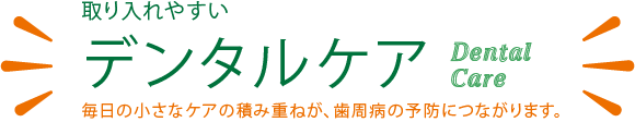 取り入れやすい デンタルケア Dental Care 毎日の小さなケアの積み重ねが、歯周病の予防につながります。